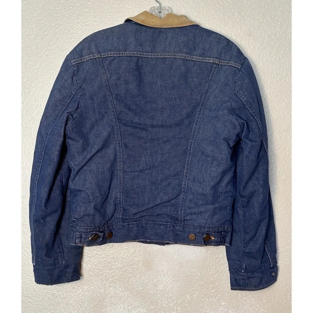 Vintage Maverick Blue Bell Made in USA Denim Jean Sherpa Faux Lined Jacket Sz 40